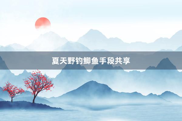 夏天野钓鲫鱼手段共享